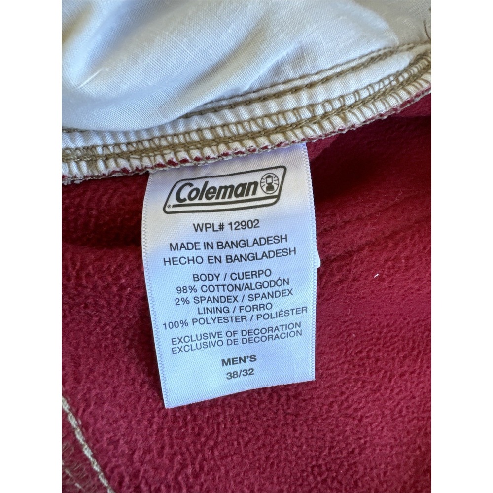 Coleman Red Fleece Lined Carpenter 38x32 Work Pants Khaki Tan Stretch Men's - Picture 6 of 7